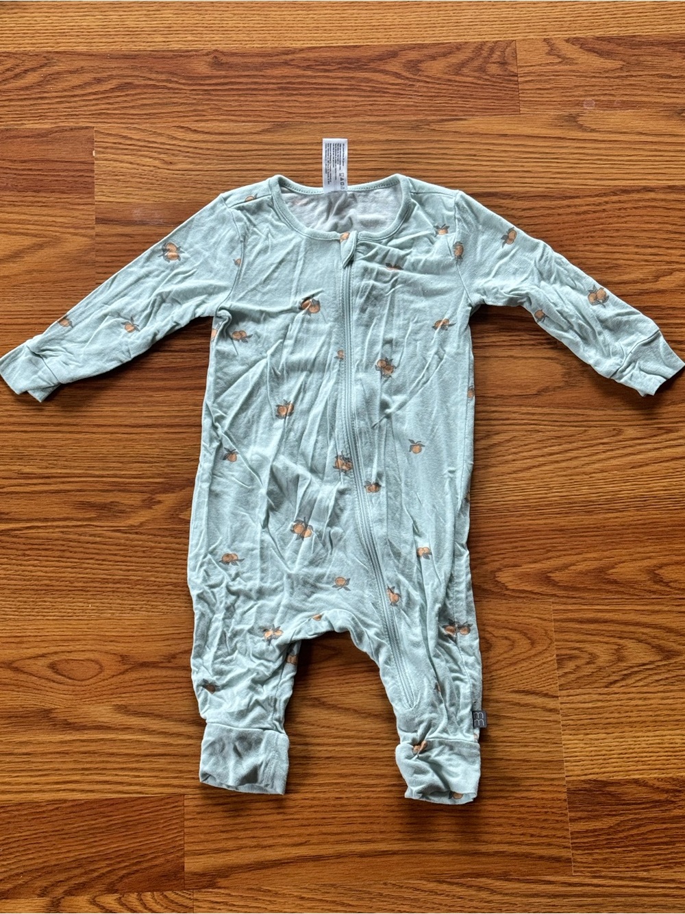 Soft Sage Green Baby Footed One-Piece with Tiny Fox Print